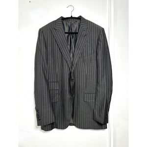 Tom Ford Charcoal Gray Pinstripe 52R Double Breasted Silk‎ Wool Blazer 21BL4B